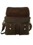 Executive Double Zipped Compartments Leather Laptop Bag