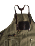 Vivace-Professional Heavy Duty Canvas & 100% Leather Utility Apron - Olive